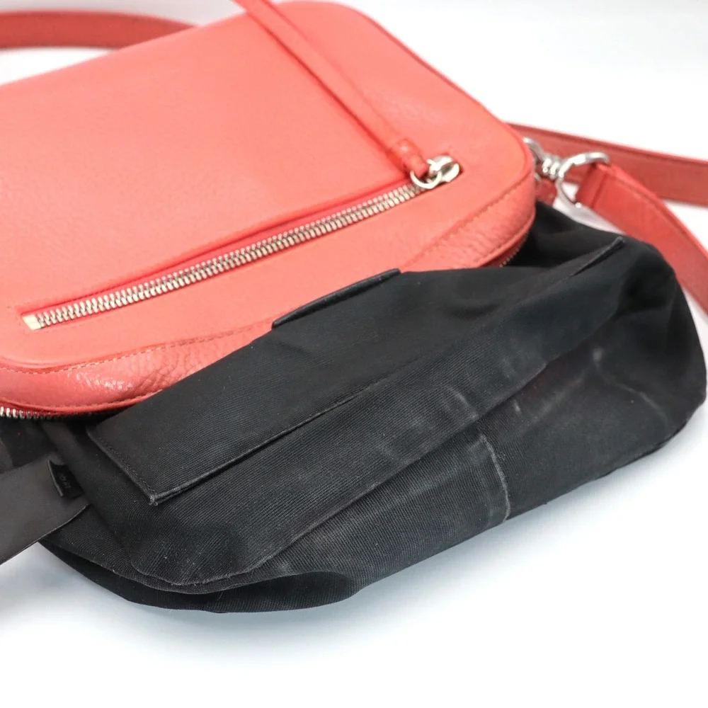 AllSaints Captain Lea Square Crossbody Bag Womens Coral Pink Cow Leather